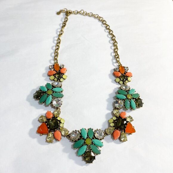 Stella & Dot Elodie Necklace Multicolor Coral Orange Blue Green Boho Festival - Picture 2 of 8